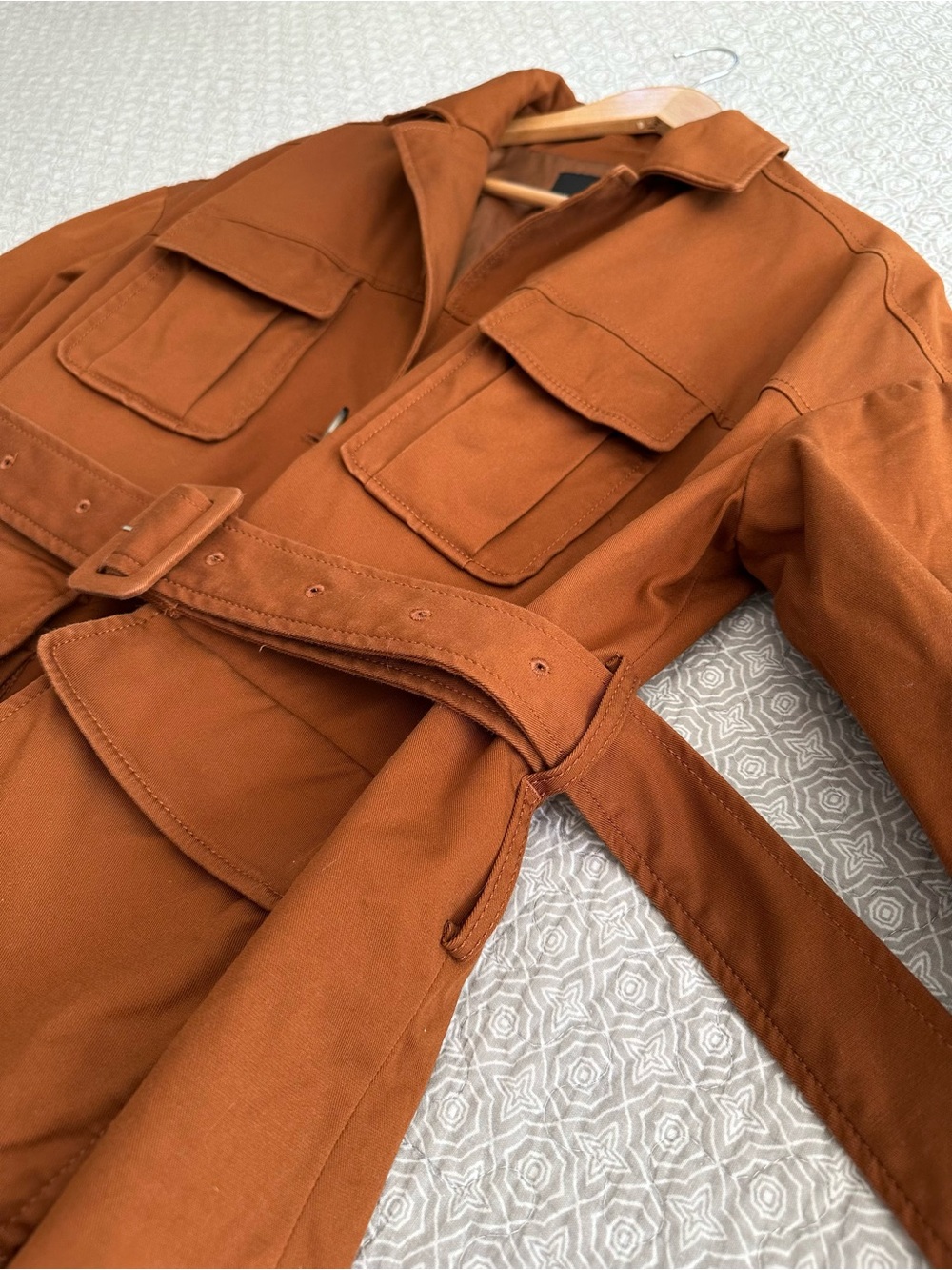 Banana Republic x Harbison Safari Belted Utility Jacket Rust Brown Oversized XS - Picture 8 of 15
